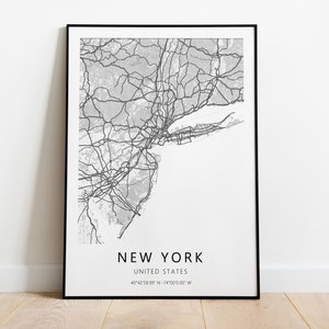 | d’impression de cartes de ville personnalisées N’importe quel | de carte de la ville Carte Art encadré | Carte de la ville de New York | | de la carte des étoiles Street Map Art | Cadeau de décoration d’anniversaire