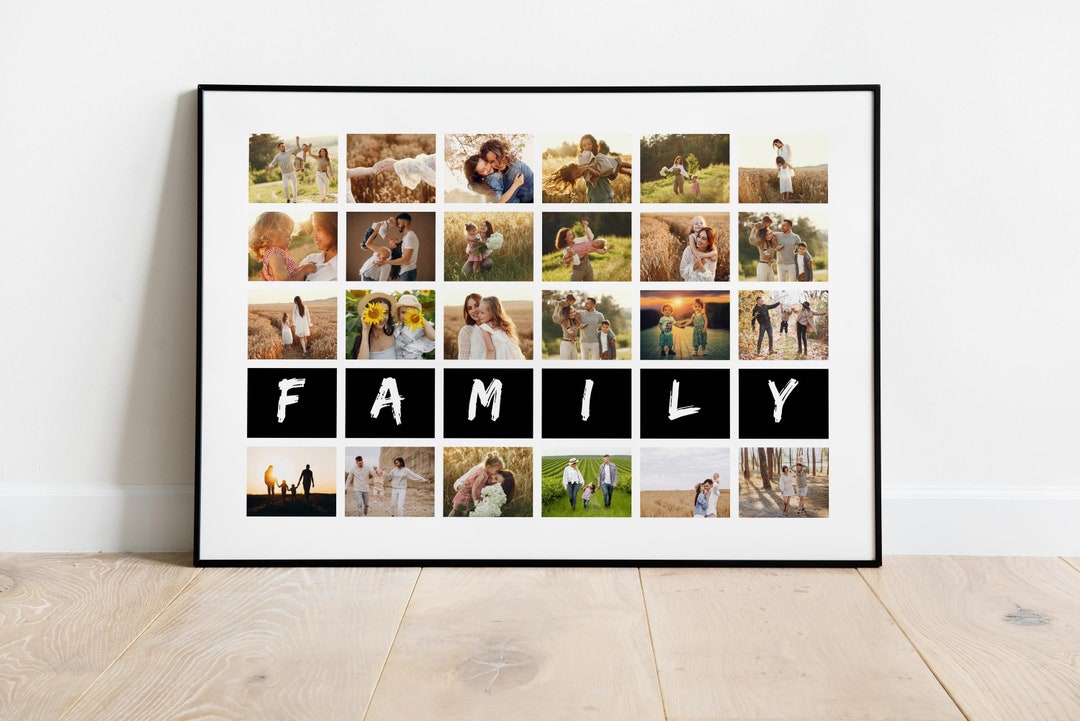 Family PICTURE COLLAGE Framed Fine Art Print Personalized Family Photo