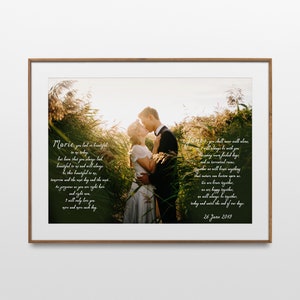 Custom Framed Wedding Vows, Photo Print with Vows, Wedding Picture, Wedding Vows Personalized Print with Frame, Anniversary Gift