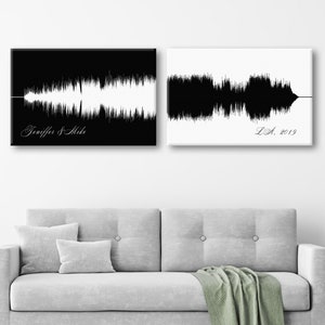 Custom Sound Wave Art Canvas Print, Personalized Canvas Soundwave Art, Wrapped Canvas, Your song on canvas, Wedding Gift, 2 Canvas Panels