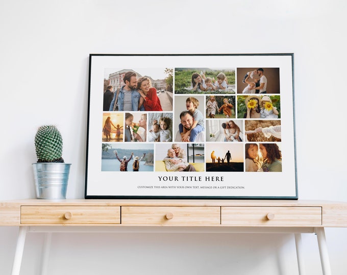 Photo Collage Frame Print | Up to 20 Picture Custom Collage Framed | Fine Art Print with Your Pictures Personalized with any Text