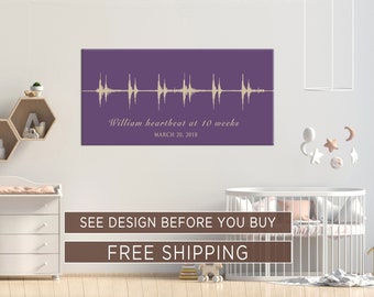 Soundwave Art Print with Baby's Heartbeat, Baby/Kids Canvas Gift, Personalized Gift for Baby Child, Heartbeat Print, Gift for Parents