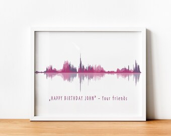 Birthday for Men Women, Mother's Day, Fathers's Day Gift, SoundWave with your Voice or Song, Custom Sound Wave Art Print, Voice Wave Print