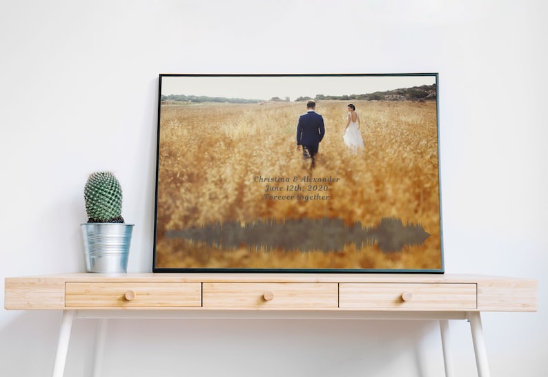 Sound wave Art Giclee Print Framed Personalized Poster Print with Waveform and Picture Sound wave Art Print on Fine Art with Frame