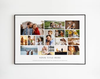 Up to 20 PICTURE COLLAGE Framed Fine Art Print | Photo Collage Frame | Anniversary Birthday Wedding Family Gift with Photos