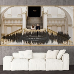 Wedding Photo Soundwave Fine Art Poster, Custom Sound Wave Print with any Song Music and Wedding Picture, Framed or Unframed