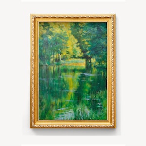 Wladyslaw Podkowinski Jezioro w Parku Klassische Polnische Farbe Polnischer Impressionismus Reproduktion Polnisches Geschenk Wanddekor Leinwand aus Polen
