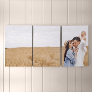 Family Photo Triptych Canvas | Set of Three Printed Canvas Panels | Personalized Triptych on Canvas | 3 Panel Photo Set | HIGH QUALITY
