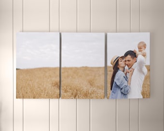 Tryptyk rodzinny na płótnie | Zestaw trzech paneli na płótnie z nadrukiem | Spersonalizowany tryptyk na płótnie | Zestaw 3 zdjęć panelowych | WYSOKA JAKOŚĆ