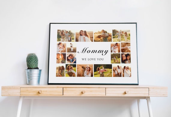 Up to 20 Mom PHOTO COLLAGE Print, Mothers Day Picture Frame, Photo Gift for Mom Mommy, Picture Collage Framed, Personalized Mother's Gift
