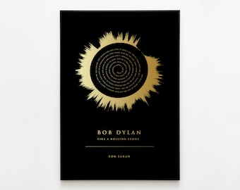 Custom SOUND WAVE Art Print with GOLD Effect | Music Wall Art Soundwave | 1st Anniversary Gift | *Non Metallic* | Framed