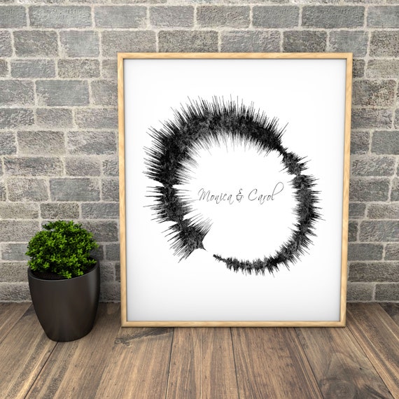 Sound wave Art Giclee Print Framed Personalized Poster Print with Waveform and Picture Sound wave Art Print on Fine Art with Frame
