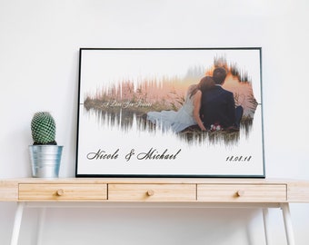 Custom Soundwave Art Photo Print, Personalized Sound Wave Poster, Fine Art Print with any Song and Photo, Voice Wave Form Art Poster