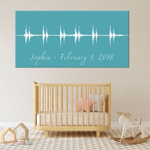 Baby Heartbeat Soundwave Print on Canvas, Personalized SoundWave with any Audio, Unique Gift for Newborn, Heartbeat on Canvas