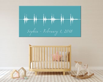 Baby Heartbeat Soundwave Print on Canvas, Personalized SoundWave with any Audio, Unique Gift for Newborn, Heartbeat on Canvas