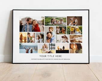 COLAGEM DE FOTOS PERSONALIZADA COM PORTA - Impressão Fine Art | Moldura para colagem de até 20 fotos | Presente de Natal, aniversário e família com fotos