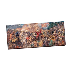 Historical Canvas Battle Scene Painting Reproduction Print | Canvas Print Jan Matejko Battle of Grunwald | War Painting Print on Canvas