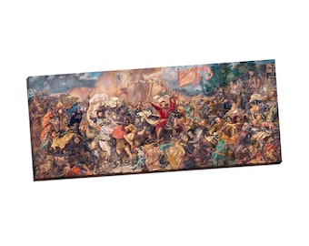 Historical Canvas Battle Scene Painting Reproduction Print | Canvas Print Jan Matejko Battle of Grunwald | War Painting Print on Canvas