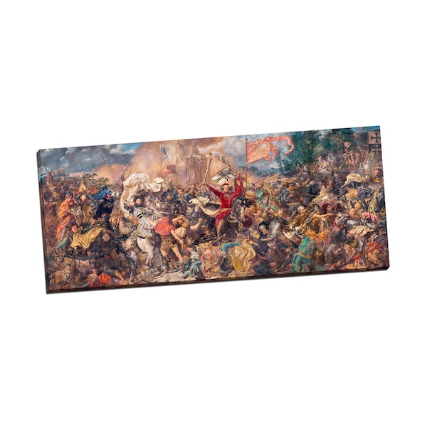 Historical Canvas Battle Scene Painting Reproduction Print | Canvas Print Jan Matejko Battle of Grunwald | War Painting Print on Canvas