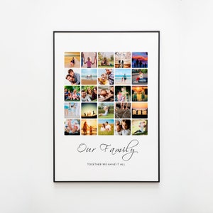 Pictures Collage Print Framed, Up to 25 Photo Collage Fine Art Print, Wall Art Print with Frame, Personalized Gift, Family Collage, Birthday