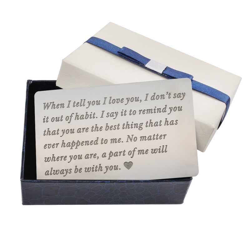 one anniversary gifts for boyfriend birthday gift wallet insert for men mens anniversary gift Engraved wallet insert card gifts for men