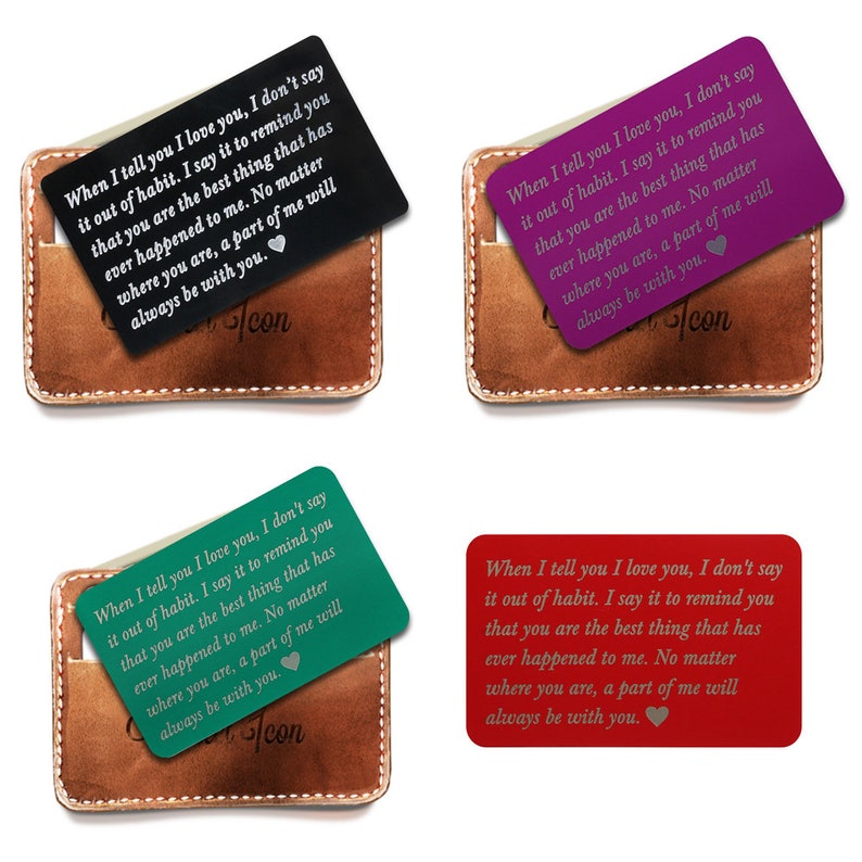 one anniversary gifts for boyfriend birthday gift wallet insert for men mens anniversary gift Engraved wallet insert card gifts for men