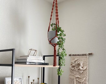 Macrame Plant Hanger: 100% Cotton Rope, Boho Decor (44” Long)