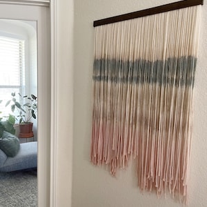 Macrame Wall Hanging, Dip Dyed, yarn tapestry, Boho home decor, abstract Fiber art, water art