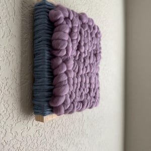 Woven Tile Wall Hanging, Fiber Art,  woven Wall Décor, modern wall art, gallery wall art, woven frame, purple Art, blue Art