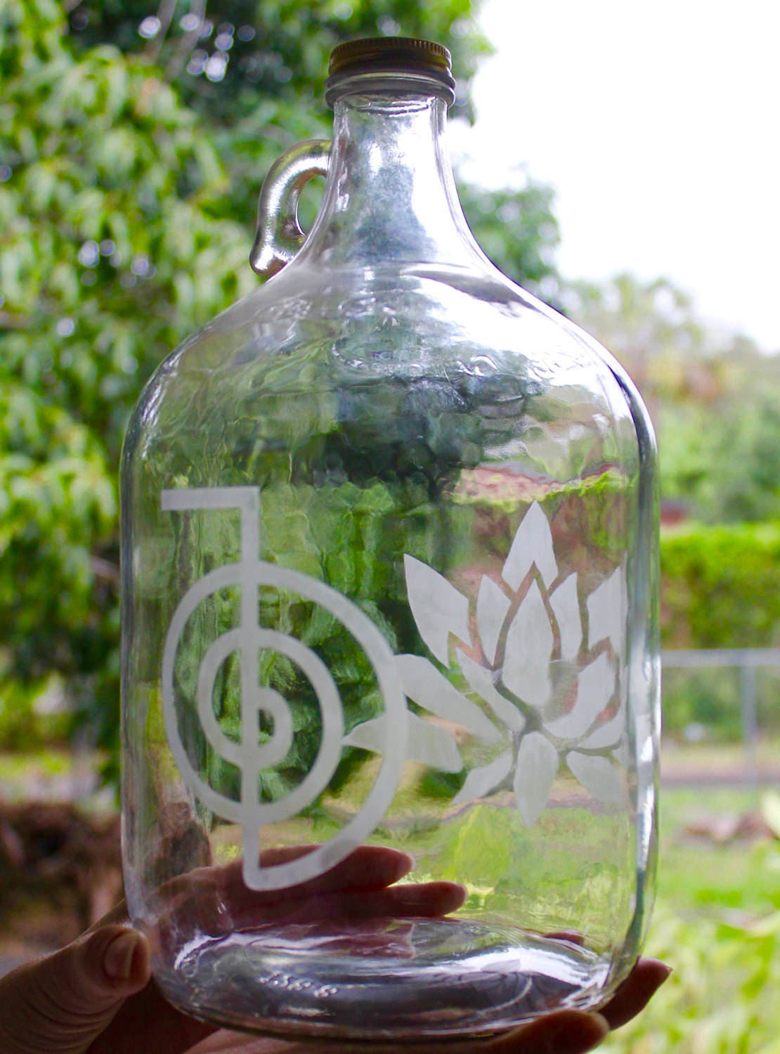 1 Gallon Double Etched Design reusable glass water bottle made Etsy