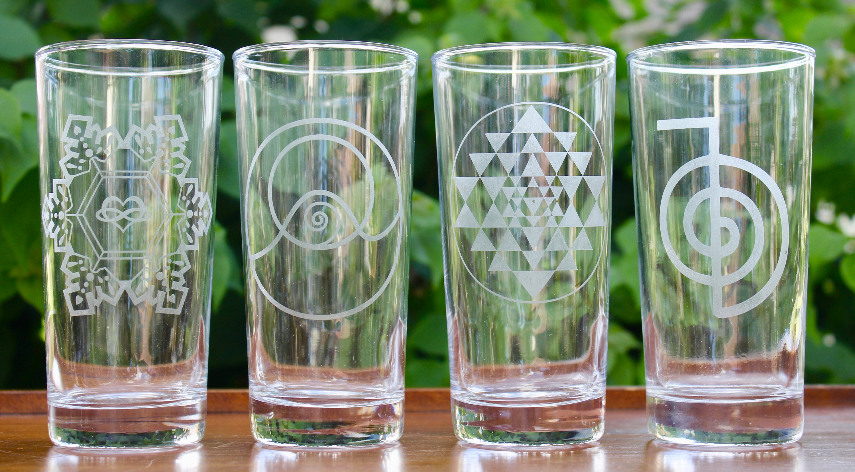 Sacred Geometry Etched Drinking Glass Set set of 4 Glasses Etsy