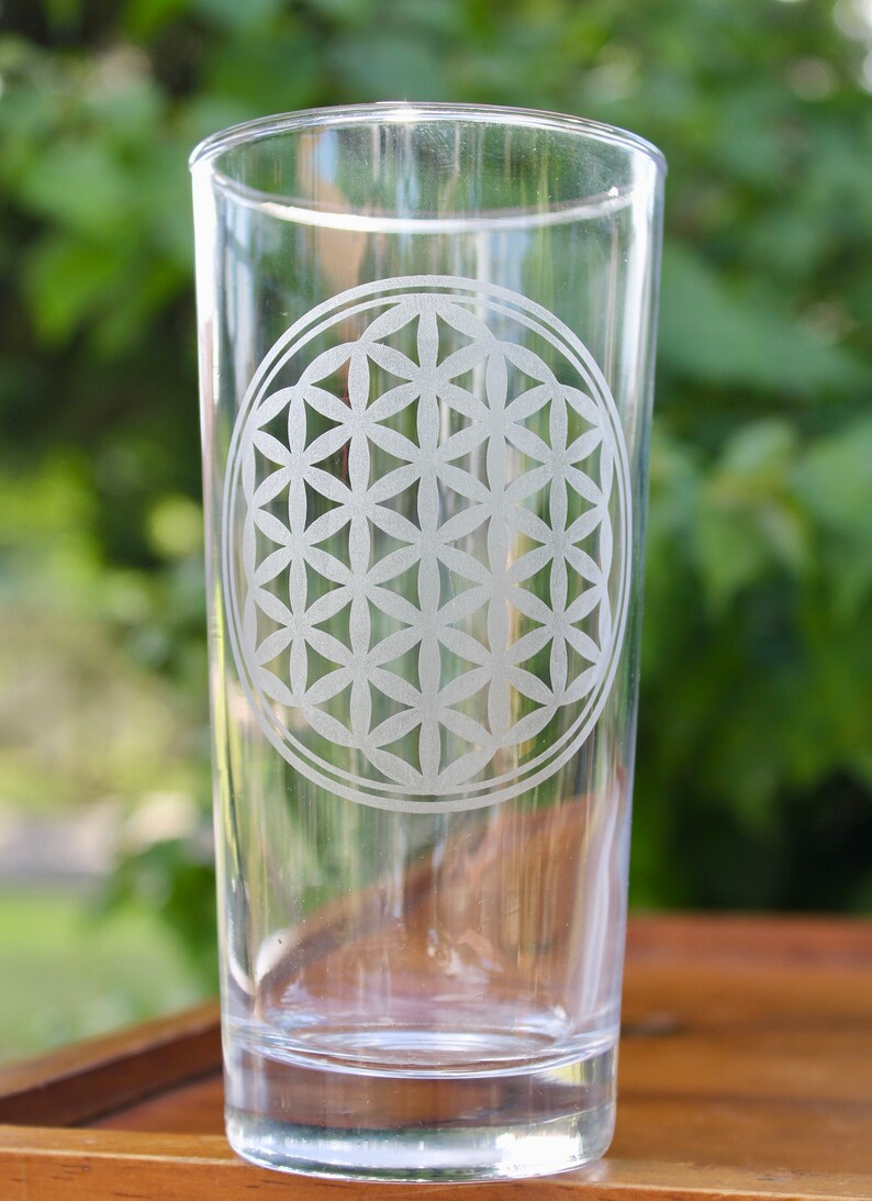 Sacred Geometry Etched Glass Drinking Glasses 14oz. Single Etsy