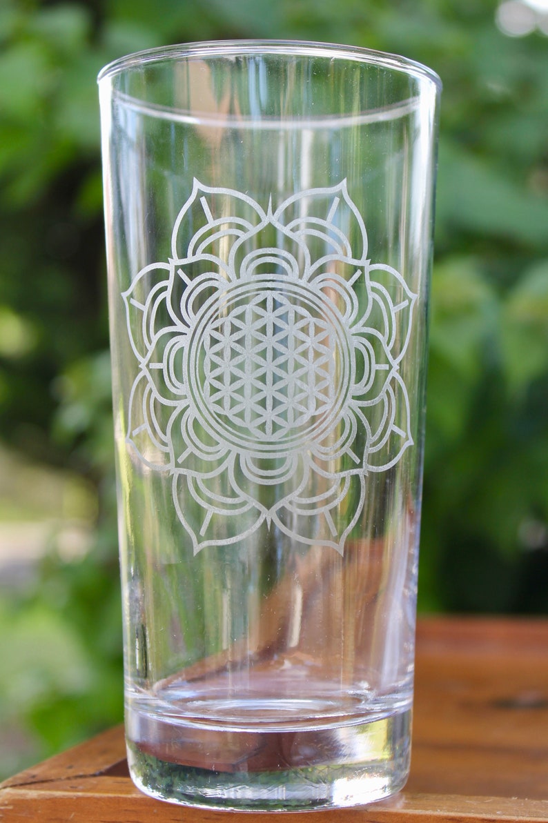 Sacred Geometry Etched Glass Drinking Glasses 14oz. Single Etsy