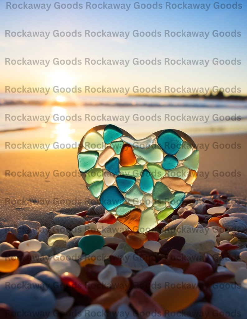 Sea Glass Heart on Beach Blank Post Card | Beach Stuff | Beach Swag ...