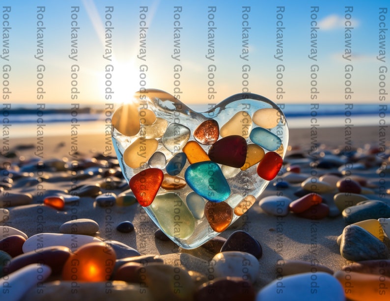Sea Glass Heart on Beach Blank Post Card | Beach Stuff | Beach Swag ...
