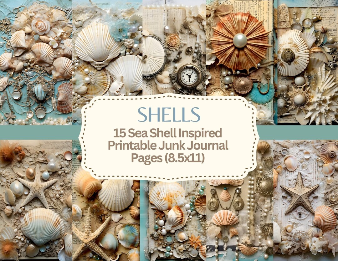 Junk Shells Junk Journal Sea Shells, Junk Journal Beach Kit, Nautical Junk ...