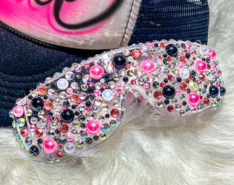 Rhinestone Sunglasses, Jersey Shore Glasses, Pink Bling Sunglasses, Handmade Bling, One-of-a-Kind Rhinestone Shades