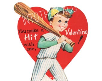 Tarjeta de San Valentín de béisbol vintage (descarga digital)
