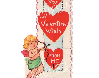 Imagen de tarjeta de San Valentín con Cupido de estilo vintage (descarga digital)