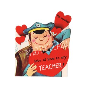 Jahrgang Valentinstag Grußkarte Karte digitales Bild Download druckbare für Lehrer Mentor Professor Postzustellung