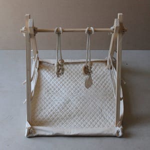 Handmade Baby Play Gym Wooden mobile Cotton and Rope. Tummy time image 1