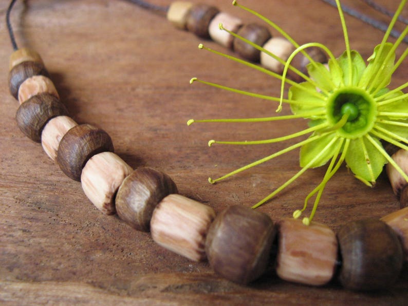 Rare and Beautiful All Handcrafted Australian Native Wood Beaded Necklace Tea Tree /& Golden Penda Beads on Adjustable Necklace