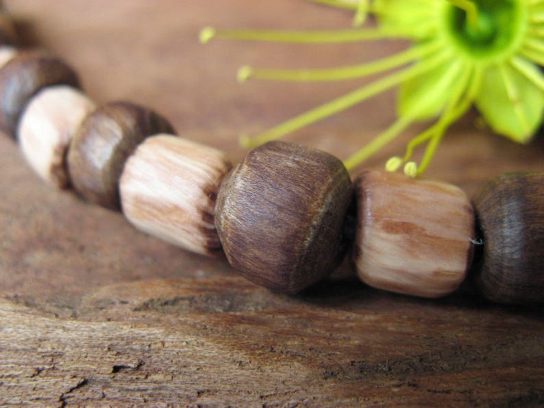 Rare and Beautiful All Handcrafted Australian Native Wood Beaded Necklace Tea Tree /& Golden Penda Beads on Adjustable Necklace