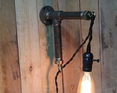 Steampunk Lamp, Rustic Lamp, Industrial Pipe Lamp, metal Sconce, Edison Lamp, Vintage metal lamp, Bedside Lamp, Loft Lighting, Wall Light