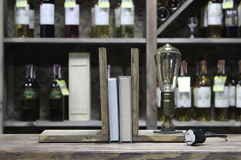 Bookend Bedside Lamploft Lamp Table Lamp Steampunk Light Etsy