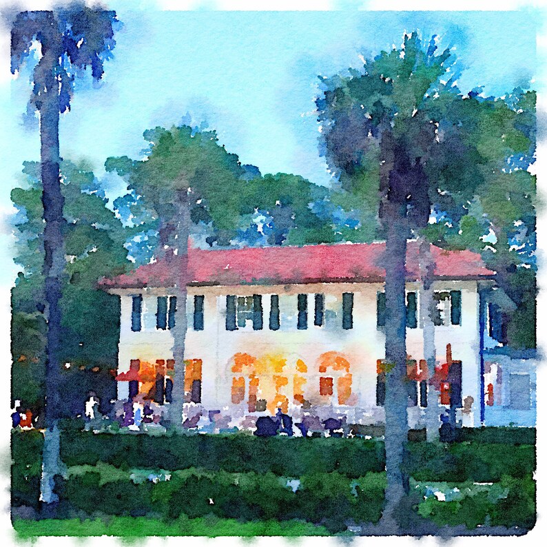 Cherokee Cottage Jekyll Island Club Watercolor Coastal Etsy