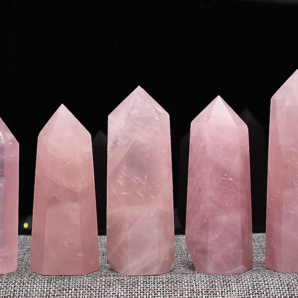 High Quality Natural Rose Quartz Tower Rose Quartz Point/Rose Quartz Crystal Obelisk/Gift for Girl/50mm/60mm/70mm/80mm/90mm/#BJ-S80323P615