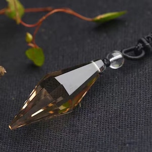 Natural Faceted Smoky Quartz Pendant Double-pointed Pendulum/Brown Quartz Jewelry/Gemstone Charms For Jewelry Findings/#DZ-S80513P809