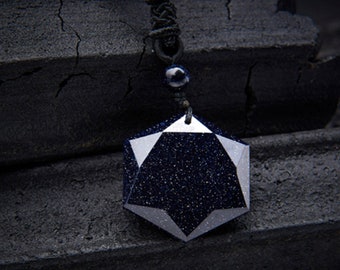 Natural Faceted Blue Sandstone Pendant /Blue Sandstone Hexagram Jewelry/Natural Gemstone Charms For Jewelry Findings/#DZ-S80513P802