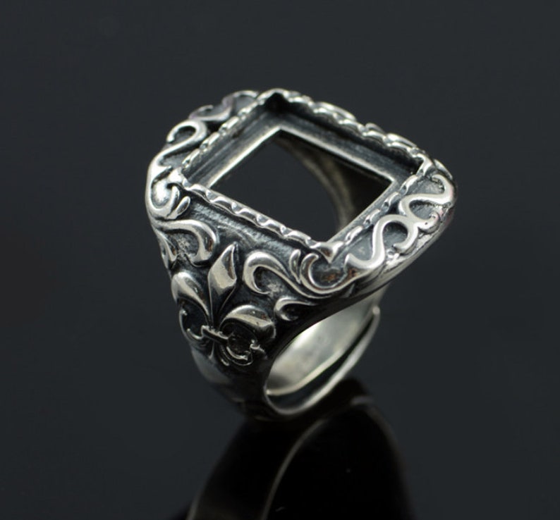 13mmx15mm Sterling Silver Ring BaseAntique 925 Silver Ring BlankBlank Sterling Silver Ring#SS-R80416P605